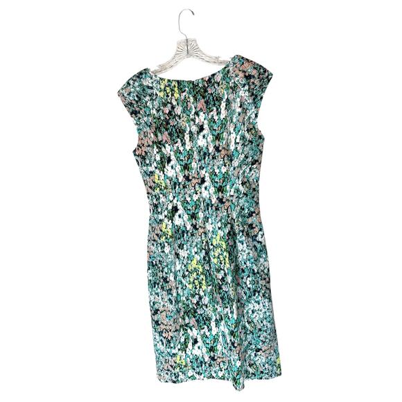 Adrianna Papell Dress Floral Splatter Print Easter Spring Ruched Sheath Size 8 - Picture 9 of 11